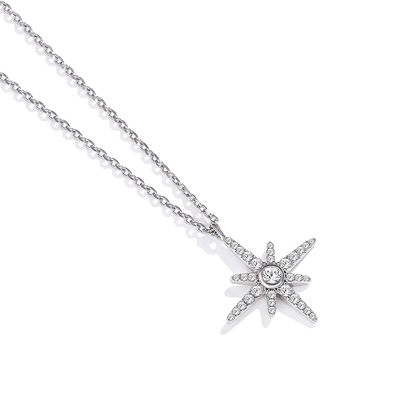 Dây chuyền trang sức bạc Shinny Sterling 0,67in 41cm Vòng cổ mặt trăng sao vàng 18k SGS
