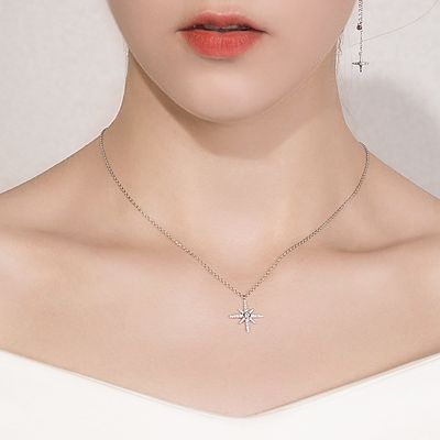Dây chuyền trang sức bạc Shinny Sterling 0,67in 41cm Vòng cổ mặt trăng sao vàng 18k SGS