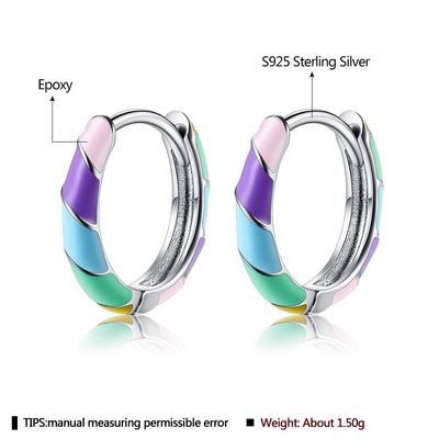 2,5x20mm 1 Gram Sterling Bạc Trang sức Hoa tai S925 Hoa tai Hoop đầy màu sắc ODM