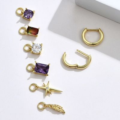 0,67in 2,2g Bộ trang sức bạc Sterling Bộ trang sức bạc mạ bạch kim CZ Bông tai kim bạc