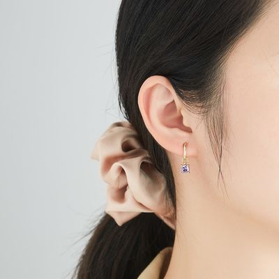 0,67in 2,2g Bộ trang sức bạc Sterling Bộ trang sức bạc mạ bạch kim CZ Bông tai kim bạc