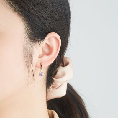 0,67in 2,2g Bộ trang sức bạc Sterling Bộ trang sức bạc mạ bạch kim CZ Bông tai kim bạc