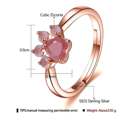 0,9cm 2,05 gam Nhẫn trang sức bạc Sterling 10k Nhẫn vuốt mèo vàng