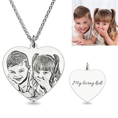 0.88in 3 Gram Dây chuyền bạc tùy chỉnh Sterling Silver Photo Engraved Vòng cổ ODM