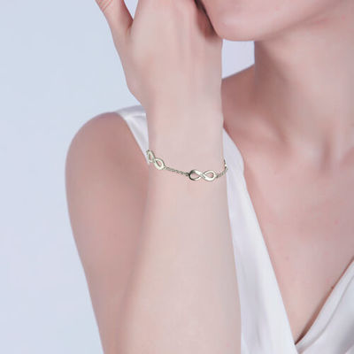 0.18oz 0.79cm Vòng tay bạc tùy chỉnh Vòng tay vô cực vàng 18k rắn