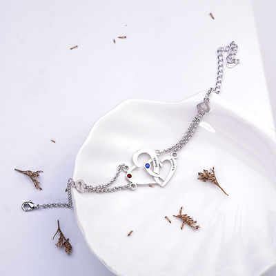 0,29x0,23cm 0,04lb Vòng tay bạc tùy chỉnh Unisex S925 Vòng tay đôi trái tim