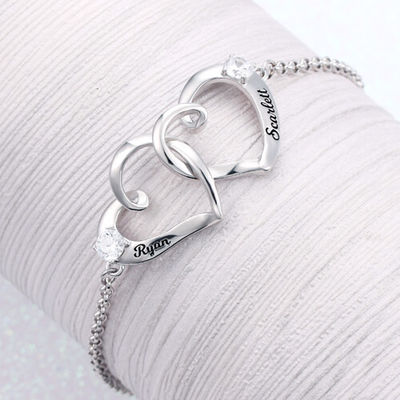 1.9X1.7cm 0.35oz Vòng tay đôi mắt cá chân trái tim unisex Vòng tay khắc tên ODM