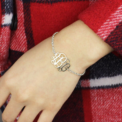 7.48in 0.42oz Sterling Bạc Tên Cá nhân hóa Vòng tay Bạc Tên Tấm Vòng đeo tay oDM