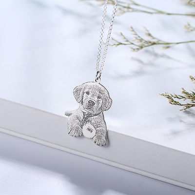 Dây chuyền bạc tùy chỉnh 0,87in 2,2cm S925 Dây chuyền thẻ chó cá nhân hóa hợp thời trang