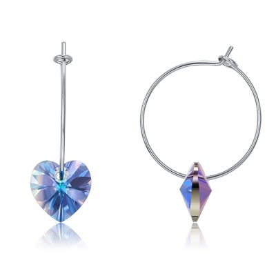 925 Sterling Silver Hoop Earrings 20 × 10mm with Austrian crystal Crystal
