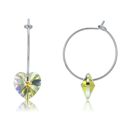 925 Sterling Silver Hoop Earrings 20 × 10mm with Austrian crystal Crystal