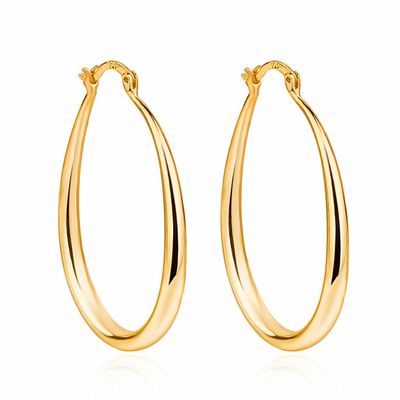 Vòng tròn trơn mạ bạch kim Vòng vàng 14k 30 × 21mm dành cho phụ nữ Lady