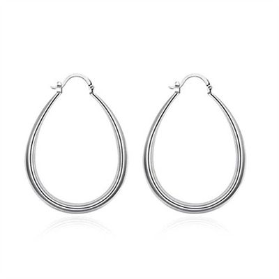 Vòng tròn trơn mạ bạch kim Vòng vàng 14k 30 × 21mm dành cho phụ nữ Lady
