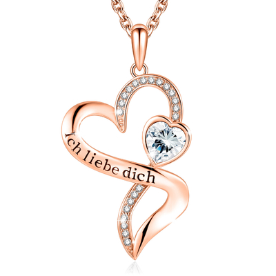 Vòng cổ đôi trái tim bằng vàng hồng pha lê 18in 0,29oz Pha lê Austrian crystal Mạ Rhodium