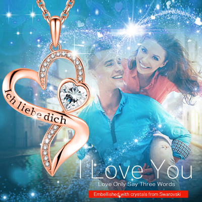 Vòng cổ đôi trái tim bằng vàng hồng pha lê 18in 0,29oz Pha lê Austrian crystal Mạ Rhodium