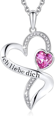 925 Sterling Silver đôi được cá nhân hóa Vòng cổ trái tim Rhodium Mạ pha lê Austrian crystal