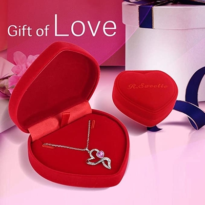 925 Sterling Silver đôi được cá nhân hóa Vòng cổ trái tim Rhodium Mạ pha lê Austrian crystal