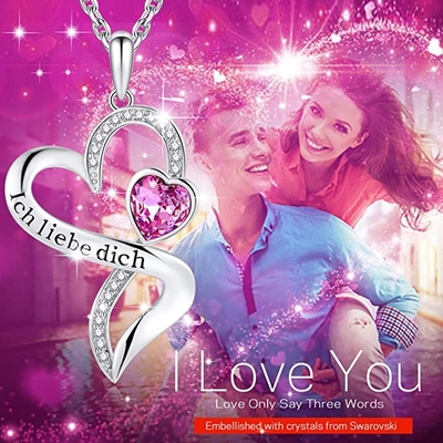 925 Sterling Silver đôi được cá nhân hóa Vòng cổ trái tim Rhodium Mạ pha lê Austrian crystal