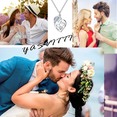 1,92x1,6cm 925 Sterling Silver Heart Mặt dây chuyền vòng cổ Double Love Nickel Miễn phí