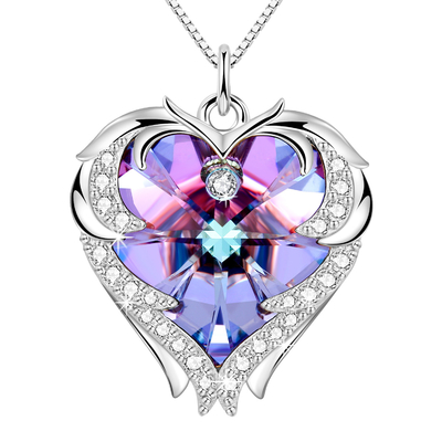 Mặt dây chuyền trái tim bằng bạc pha lê Austrian crystal 925 Vòng cổ trái tim đôi vô cực