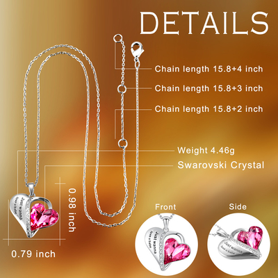 0,79x0,98in Thẩm mỹ Sterling bạc Trái tim Mặt dây chuyền Vòng cổ Love U Babe Heart