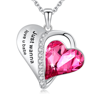 0,79x0,98in Thẩm mỹ Sterling bạc Trái tim Mặt dây chuyền Vòng cổ Love U Babe Heart