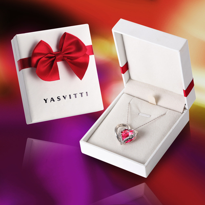 Chì miễn phí Sterling Silver Heart Mặt dây chuyền vòng cổ 1.18x0.98in Pha lê hồng Austrian crystal