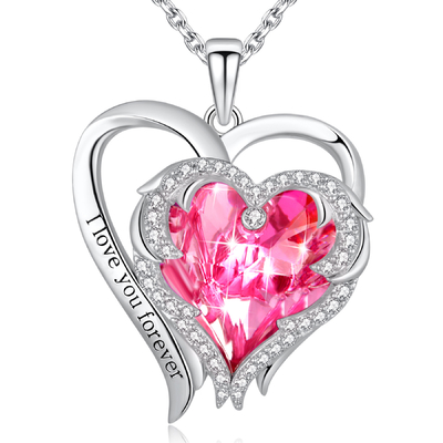 Mặt dây chuyền hình trái tim đôi 1,18x0,98in Mạ bạc với pha lê Austrian crystal